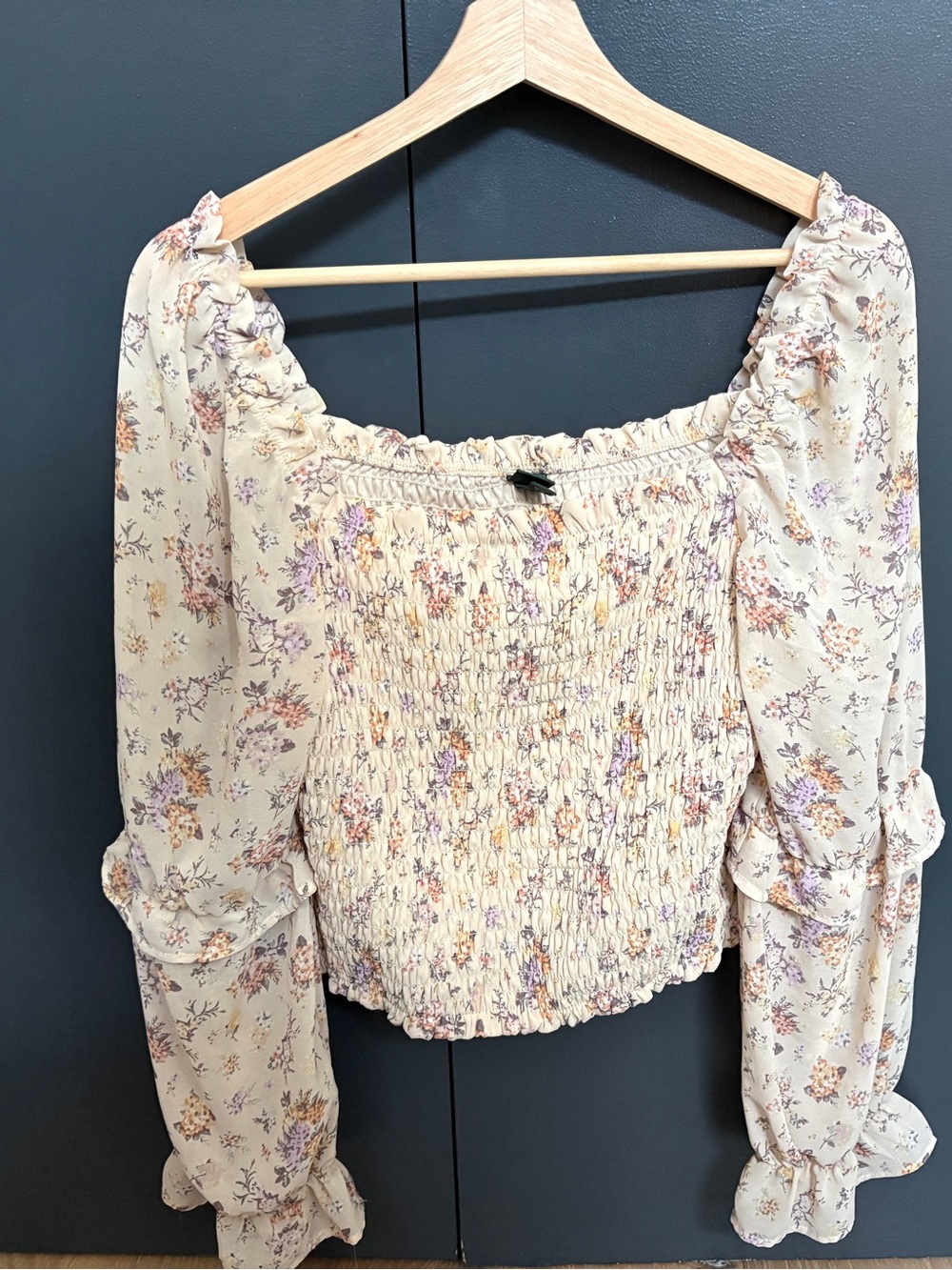 wild fable Cream Floral Smocked Blouse